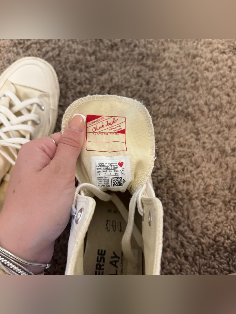 Comme des Garcons Play x Converse White High Top Sneakers - Picture 10 of 11